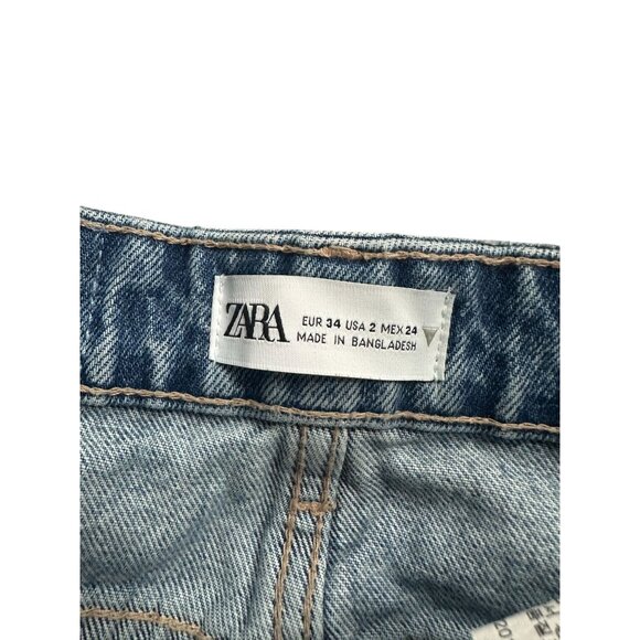 ZARA Women's Denim Blue Cutoff Shorts Size US 2 - Picture 2 of 6